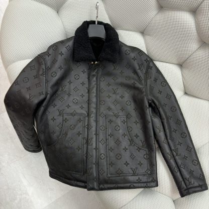  Louis Vuitton Shearling Embossed Monogram Jacket 1AAU2D #4010 - Image 10