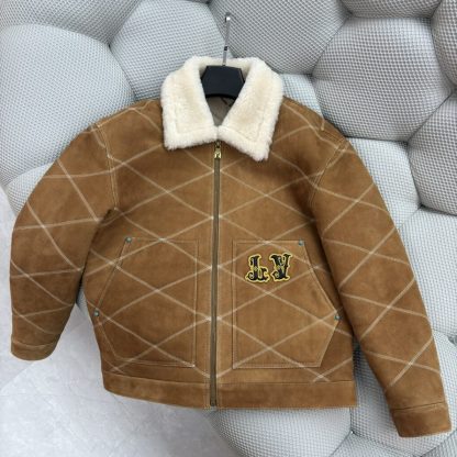  Louis Vuitton Embroidered Shearling Workwear Blouson 1AFXIM #4009 - Image 3