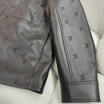  Louis Vuitton LV Blason Embroidered Leather Overshirt 1AFYFP #4008 - Image 2