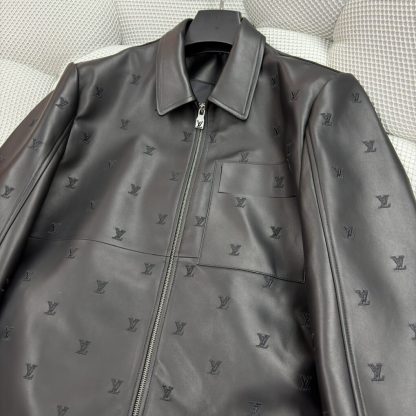  Louis Vuitton LV Blason Embroidered Leather Overshirt 1AFYFP #4008 - Image 4