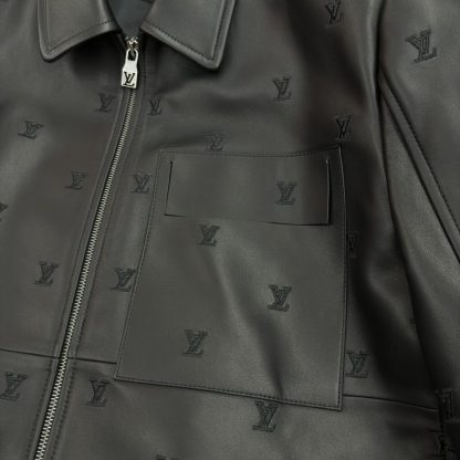  Louis Vuitton LV Blason Embroidered Leather Overshirt 1AFYFP #4008 - Image 5