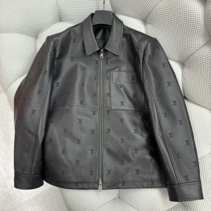  Louis Vuitton LV Blason Embroidered Leather Overshirt 1AFYFP #4008 - Image 7