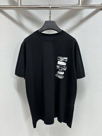 Replica Dior Men's Archives Labels T-Shirt Relaxed Fit Black #4073