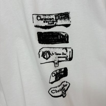  Dior Men's Archives Labels T-Shirt Relaxed Fit White #4074 - Image 8