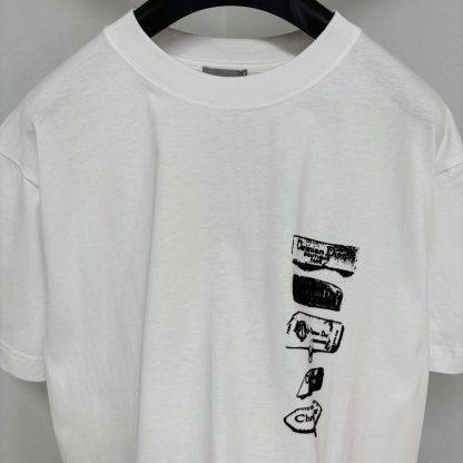  Dior Men's Archives Labels T-Shirt Relaxed Fit White #4074 - Image 2