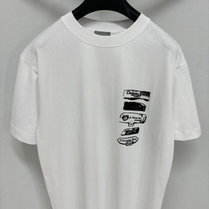  Dior Men's Archives Labels T-Shirt Relaxed Fit White #4074 - Image 6