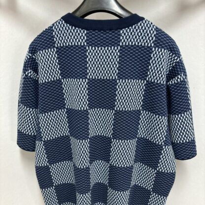  Louis Vuitton Men's Damier Short-Sleeved Crewneck With LV Crystal Patch T-Shirt #4114 - Image 9