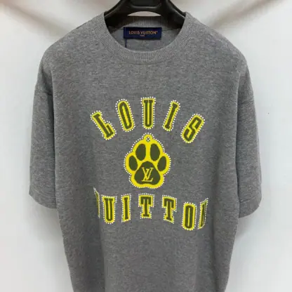  Louis Vuitton Men's Embellished Short-Sleeved Cotton Crewneck #4121 - Image 6