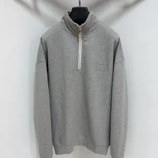 Replica Dior Men's CD Icon Half-Zip Sweatshirt Grey #4003