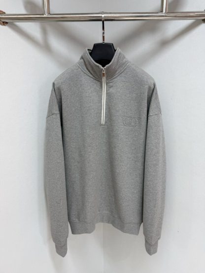 Replica Dior Men's CD Icon Half-Zip Sweatshirt Grey #4003