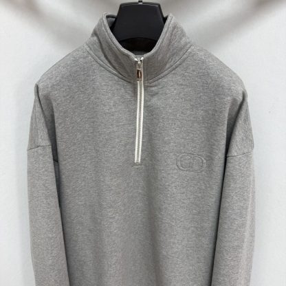  Dior Men's CD Icon Half-Zip Sweatshirt Grey #4003 - Image 3