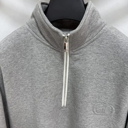  Dior Men's CD Icon Half-Zip Sweatshirt Grey #4003 - Image 5