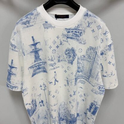  Louis Vuitton Men's Printed Cotton Pique T-Shirt #4113 - Image 9