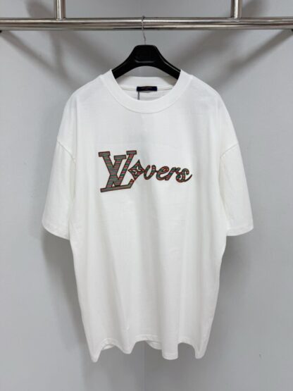 Replica Louis Vuitton Men's LV Vers Embellished Short-Sleeved T-Shirt White #4125