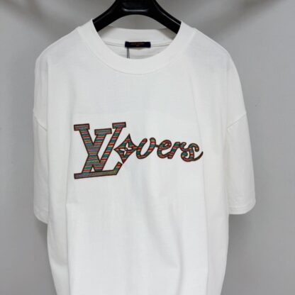  Louis Vuitton Men's LV Vers Embellished Short-Sleeved T-Shirt White #4125 - Image 3