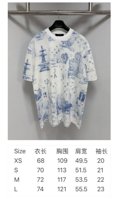  Louis Vuitton Men's Printed Cotton Pique T-Shirt #4113 - Image 3