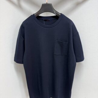 Replica Louis Vuitton Men's Pique Cotton T-Shirt Blueberry #4116
