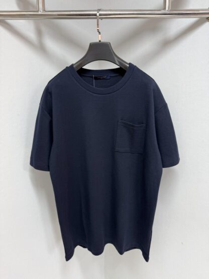 Replica Louis Vuitton Men's Pique Cotton T-Shirt Blueberry #4116