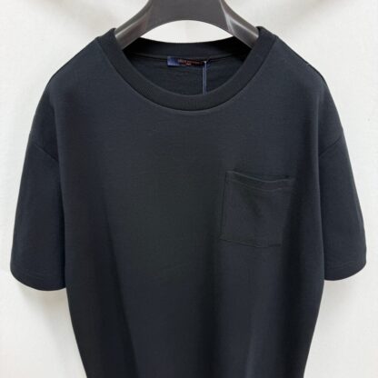  Louis Vuitton Men's Pique Cotton T-Shirt Black #4117 - Image 2