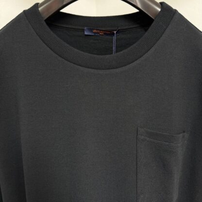  Louis Vuitton Men's Pique Cotton T-Shirt Black #4117 - Image 4