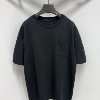 Replica Louis Vuitton Men's Pique Cotton T-Shirt Black #4117