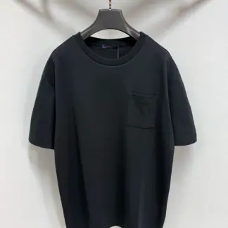 Replica Louis Vuitton Men's Pique Cotton T-Shirt Black #4117
