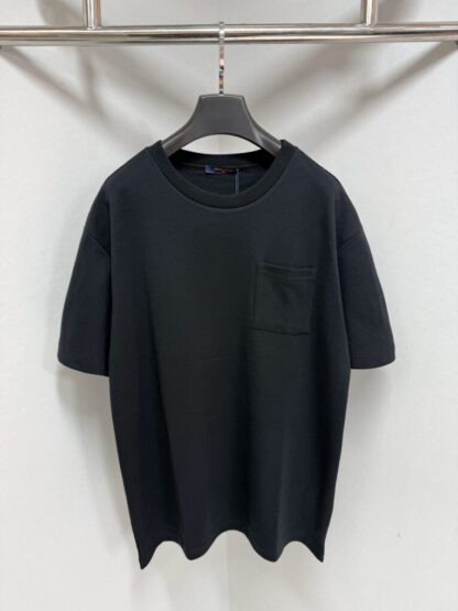 Replica Louis Vuitton Men's Pique Cotton T-Shirt Black #4117