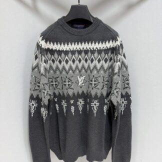 Replica Louis Vuitton Men's Embellished Wool-Cashmere Blend Pullover #4128