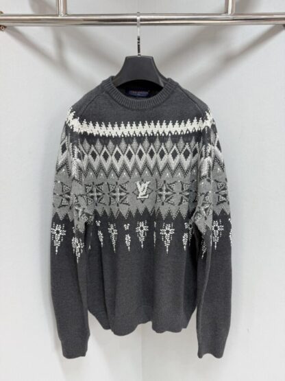 Replica Louis Vuitton Men's Embellished Wool-Cashmere Blend Pullover #4128