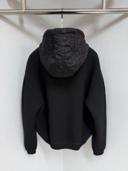  Dior Oblique Hooded Blouson Jacket Black Cotton-Blend Knit #4002 - Image 2
