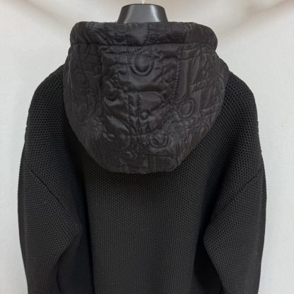  Dior Oblique Hooded Blouson Jacket Black Cotton-Blend Knit #4002 - Image 3