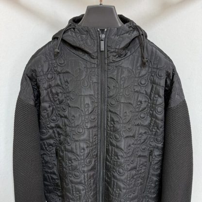  Dior Oblique Hooded Blouson Jacket Black Cotton-Blend Knit #4002 - Image 4