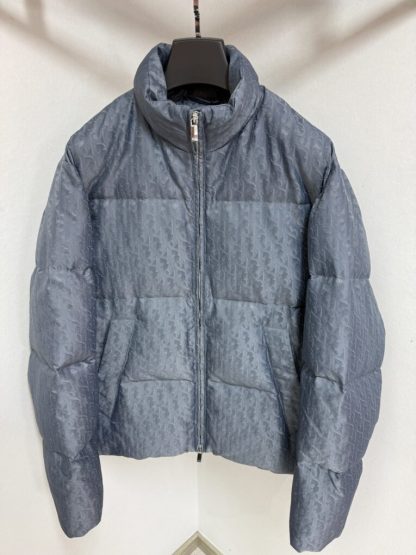 Replica Dior Men's Oblique Puffer Jacket Blue Technical Jacquard 2025 #3999