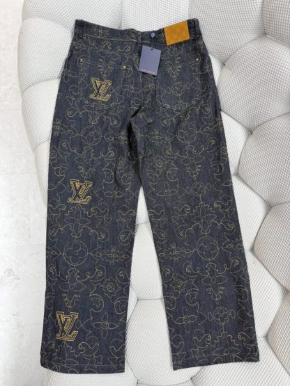  Louis Vuitton Embroidered Denim Pants 1AFX90 For Men #4007 - Image 8