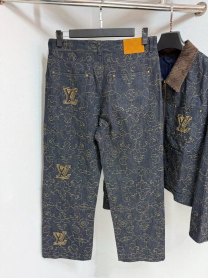  Louis Vuitton Embroidered Denim Pants 1AFX90 For Men #4007 - Image 4