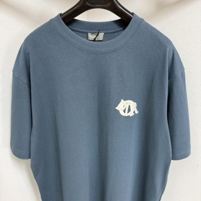  Dior Men's Charm T-Shirt Relaxed Fit Blue #4070 - Image 2