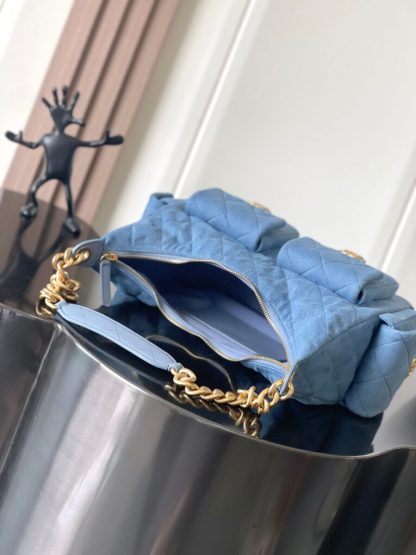 REPLICA CHANEL MAXI HOBO BAG BLUE DENIM 2025 #4046 - Image 7
