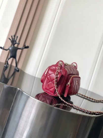 REPLICA CHANEL SMALL CAMERA CASE BURGUNDY #4047 - Image 4