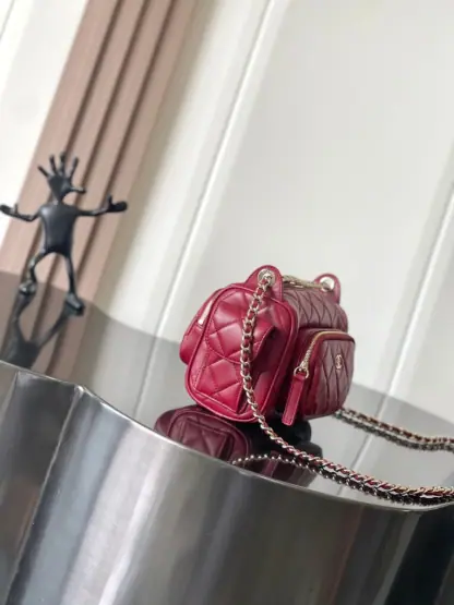 REPLICA CHANEL SMALL CAMERA CASE BURGUNDY #4047 - Image 4