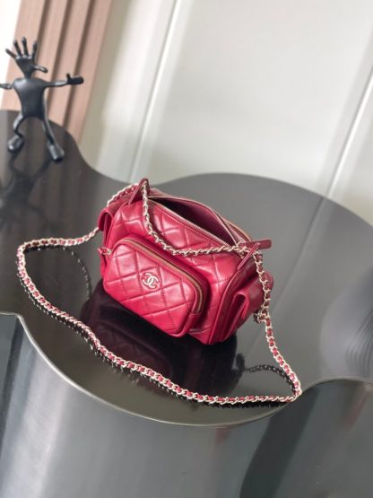 REPLICA CHANEL SMALL CAMERA CASE BURGUNDY #4047 - Image 8