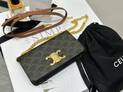 REPLICA CELINE MULTIPOCHETTE IN TRIOMPHE CANVAS AND CALFSKIN TAN 10L972 #3979 - Image 4
