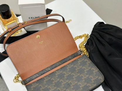 REPLICA CELINE MULTIPOCHETTE IN TRIOMPHE CANVAS AND CALFSKIN TAN 10L972 #3979 - Image 3