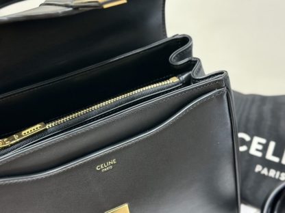 REPLICA CELINE SMALL 16 BAG IN NATURAL CALFSKIN 188003 BLACK #3970 - Image 4