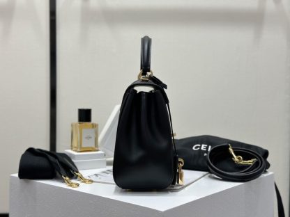 REPLICA CELINE SMALL 16 BAG IN NATURAL CALFSKIN 188003 BLACK #3970 - Image 8