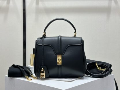 REPLICA CELINE SMALL 16 BAG IN NATURAL CALFSKIN 188003 BLACK #3970