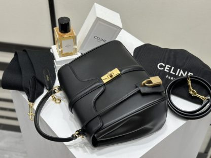 REPLICA CELINE SMALL 16 BAG IN NATURAL CALFSKIN 188003 BLACK #3970 - Image 2