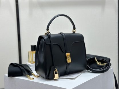 REPLICA CELINE SMALL 16 BAG IN NATURAL CALFSKIN 188003 BLACK #3970 - Image 9