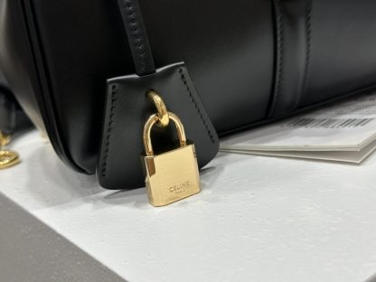 REPLICA CELINE SMALL 16 BAG IN NATURAL CALFSKIN 188003 BLACK #3970 - Image 10