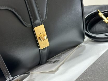 REPLICA CELINE SMALL 16 BAG IN NATURAL CALFSKIN 188003 BLACK #3970 - Image 16