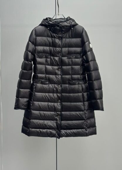 REPLICA MONCLER WOMEN'S HIRMA HOODED LONG DOWN JACKET BLACK #4131